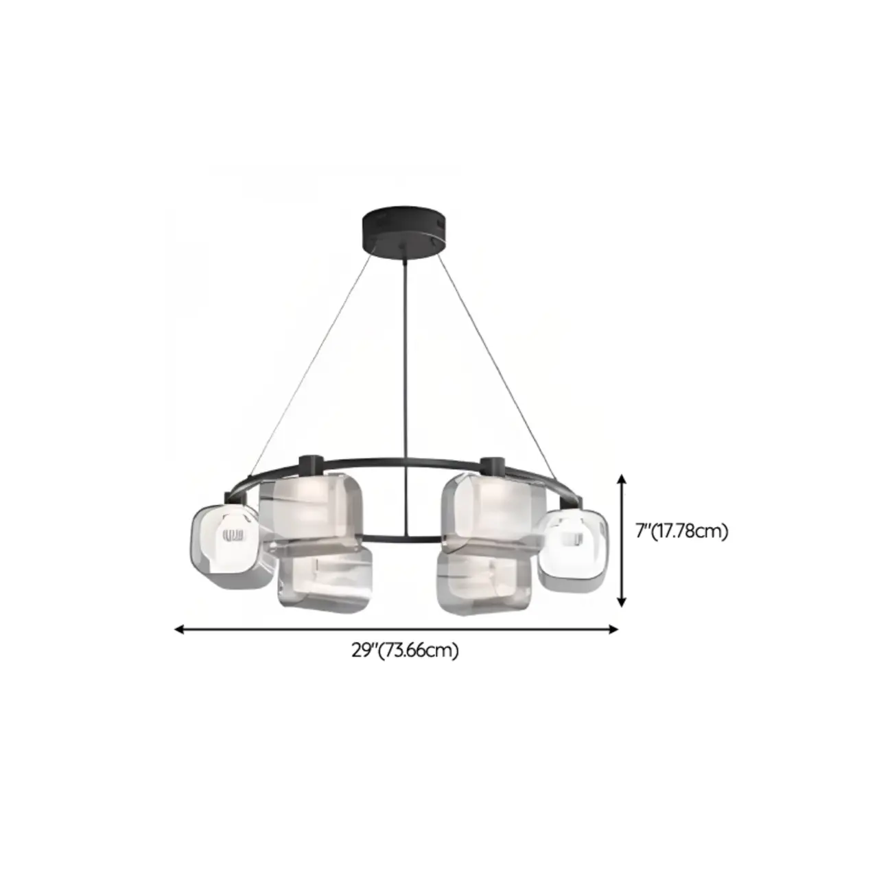 Modern 10-Light Circle Geometric Clear Glass Chandelier