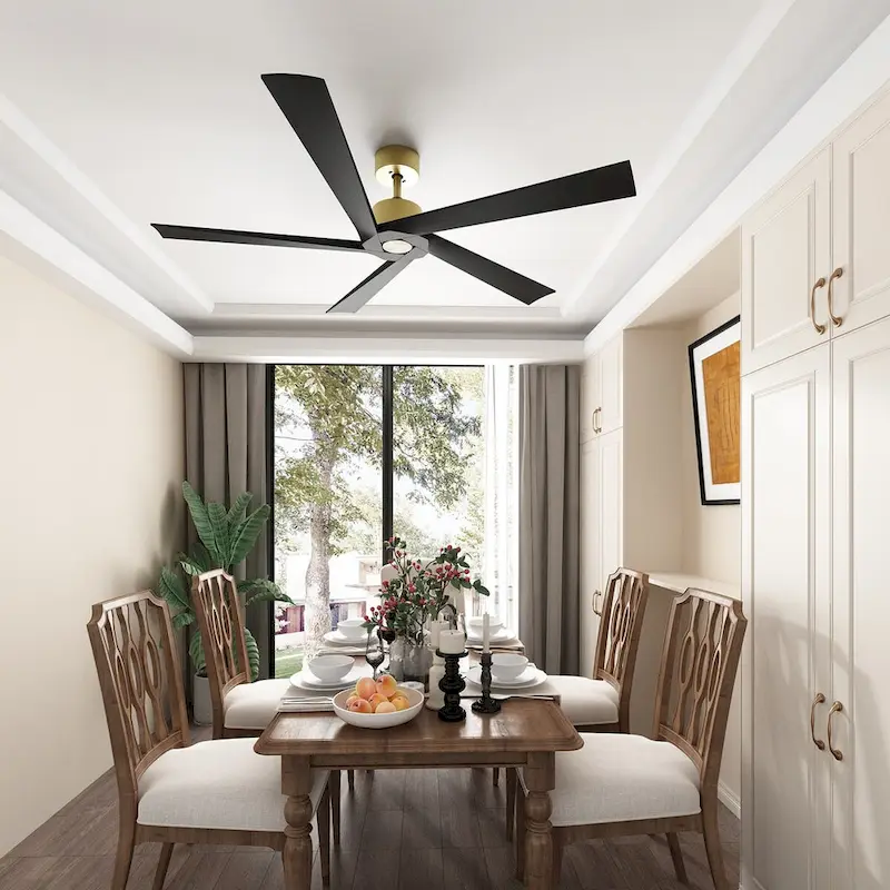 64-Inch Ceiling Fan with Wood Blades and Reversible 6-Speed Motor