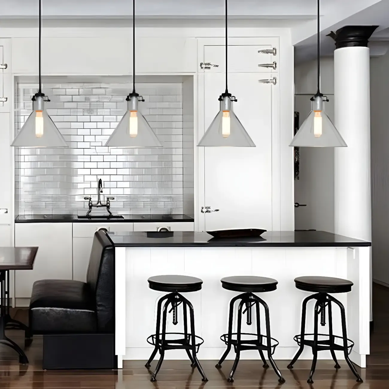 Industrial Clear Cone Glass Kitchen Pendant Light