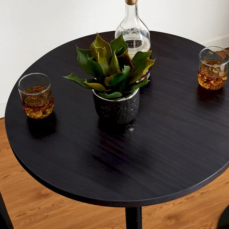 39.5H Modern Bistro Walnut Top Round Pub Bar Table