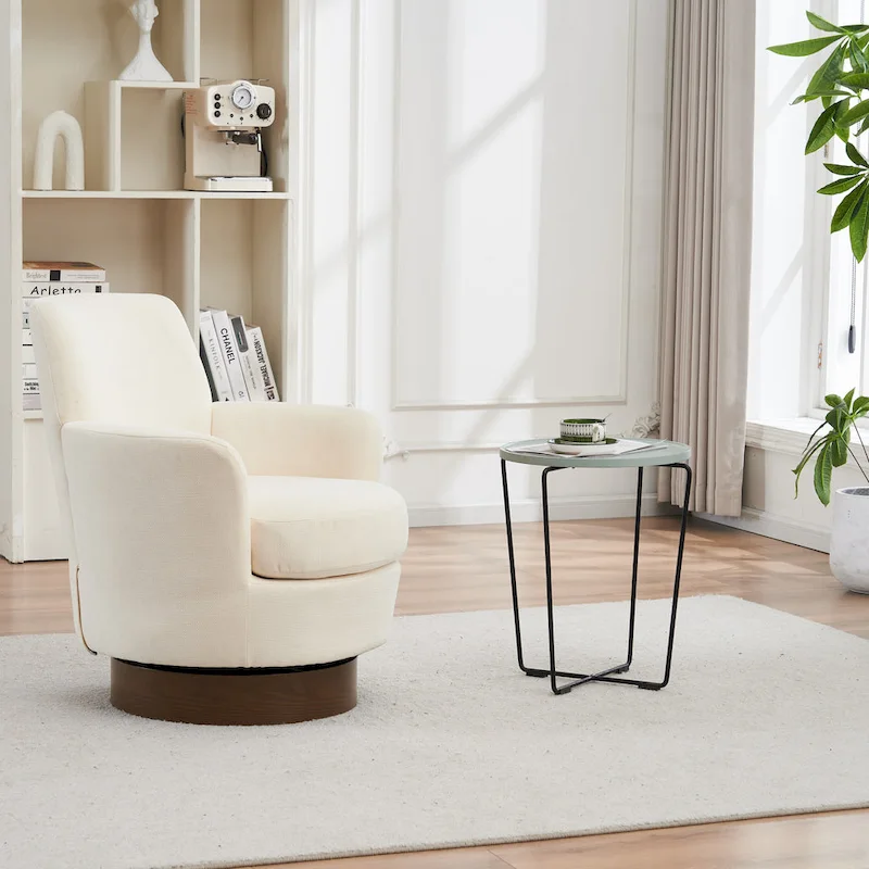 Brown PU Leather 360° Swivel Barrel Chair - Single Seat