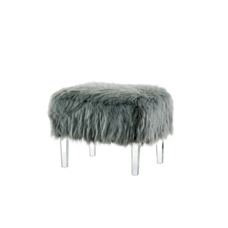 Modern Faux Fur Acrylic Footstool