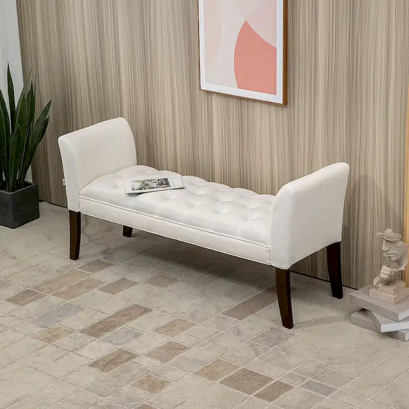 HOMCOM End of Bed Bench with Button Tufted Design, Upholstered Bench