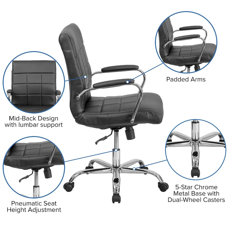Mid-back Chrome/Vinyl Executive Swivel Office Chair