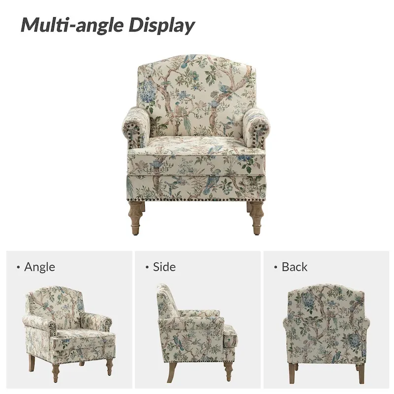 Yahweh Farmhouse Nailhead Armchair with Rolled Arms by HULALA HOME(Set of 2)