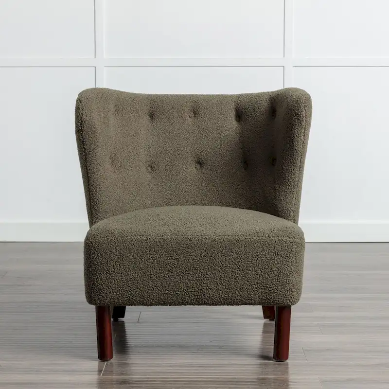 Upholstered Armless Chair, Single Sofa Chair, Modern Reading Chair for Living Room, Bedroom