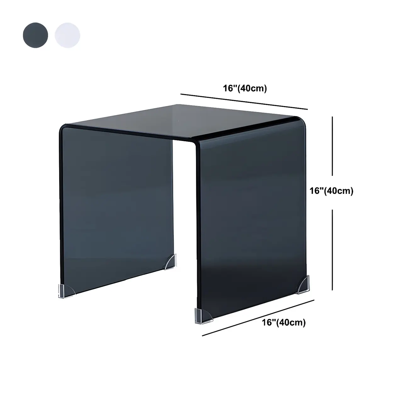 Stylish Clear Glass Nightstand with Open Shelf