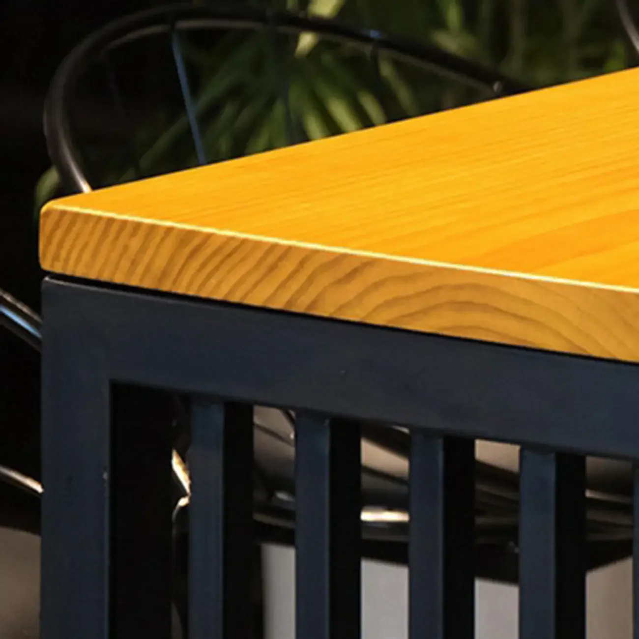 Industrial Brown Wooden Metal Leg Rectangular Bar Tables