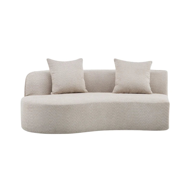 Beige Curved Sectional Sofa - 5 Seater