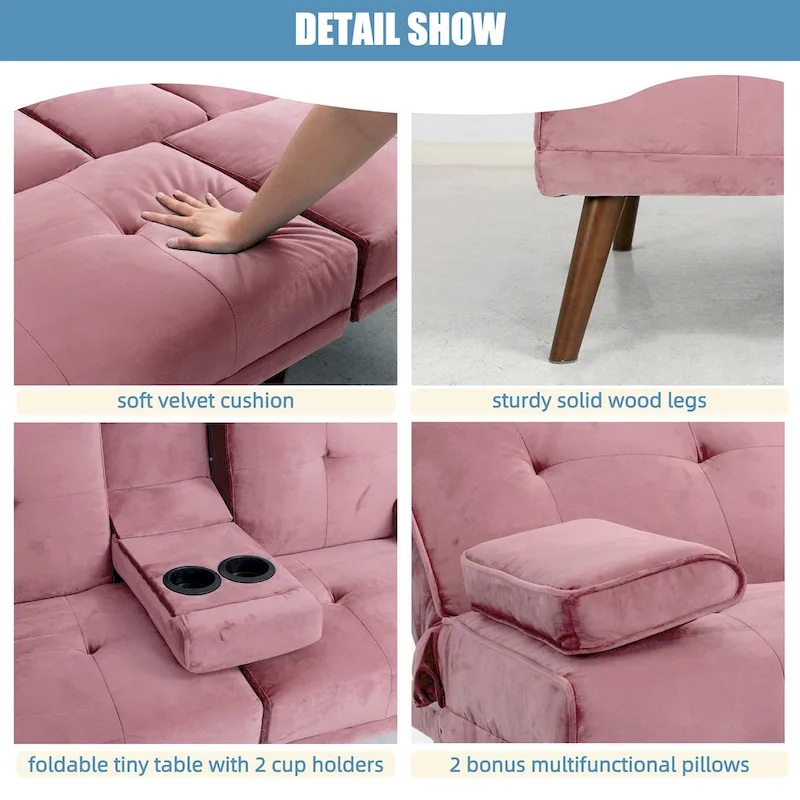 Futzca 60 Small Loveseat, 3 in 1 Cute Convertible Sofa Bed
