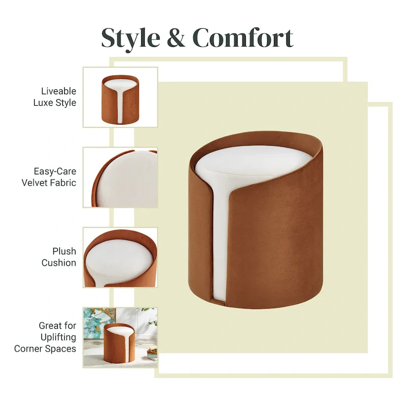 Vinda Velvet Fabric Ottoman