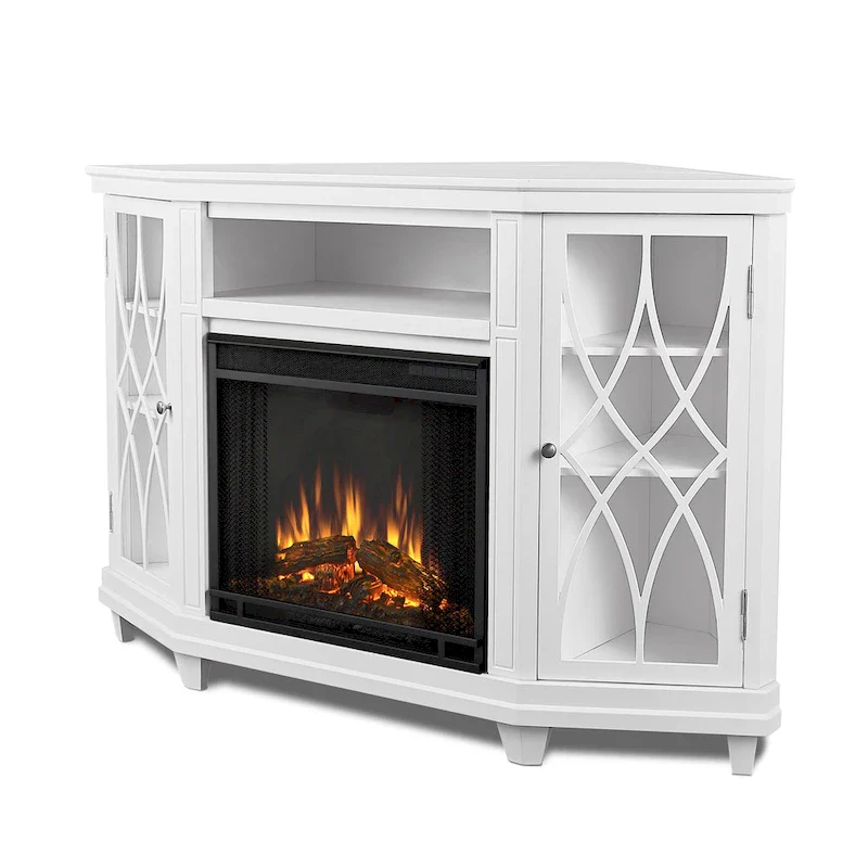 56 TV Stand Electric Fireplace White
