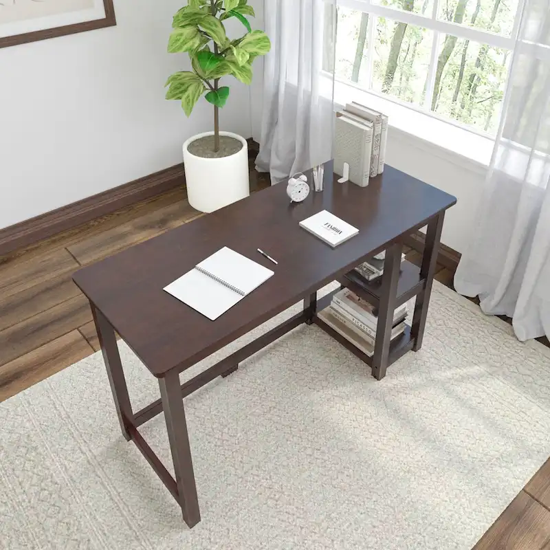 Plank and Beam Desk with Bookshelves