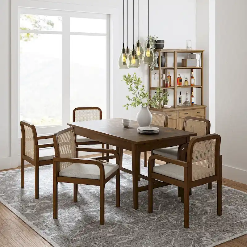 Antoine Modern Ratten Back Dining Chair with Removable Cushion Set of 6 by HULALA HOME