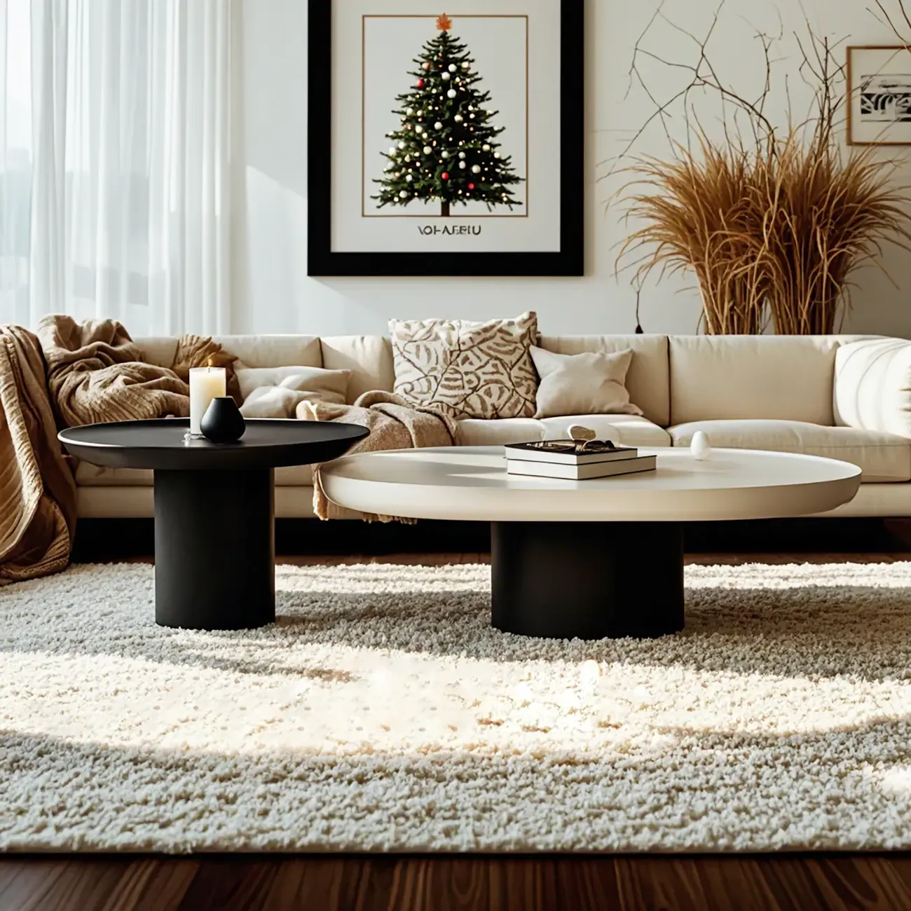 Modern Oval White Wood Coffee Table with Pedestal Base