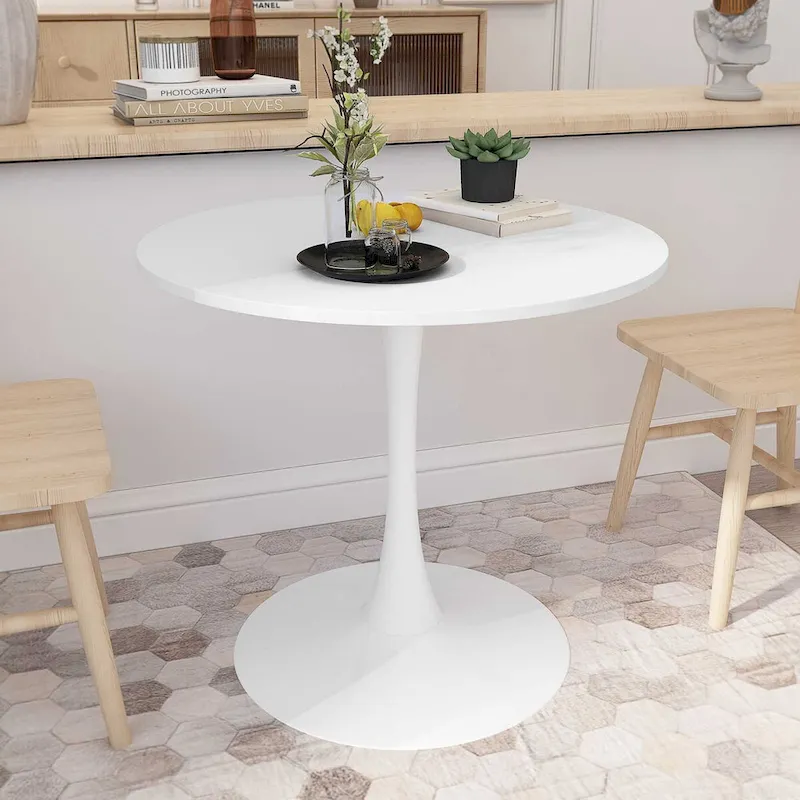 32Modern Round Metal Base Dining Table with MDF Table Top
