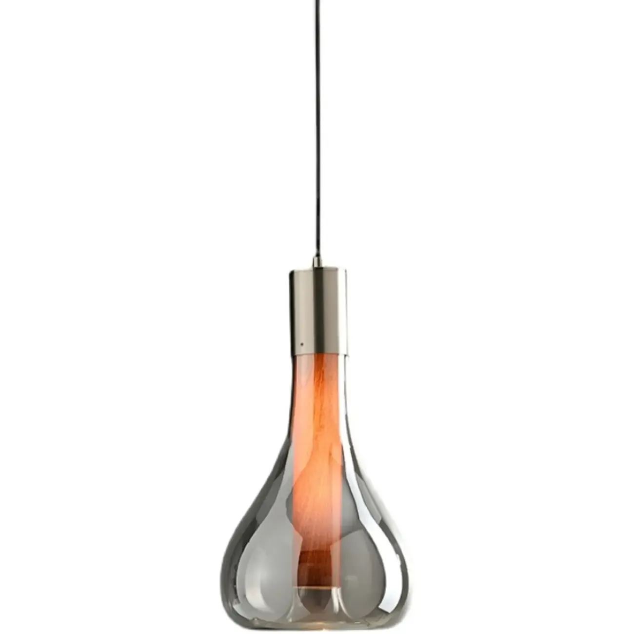 Small Water Drop Smoke Grey Glass LED Hanging Pendant Light