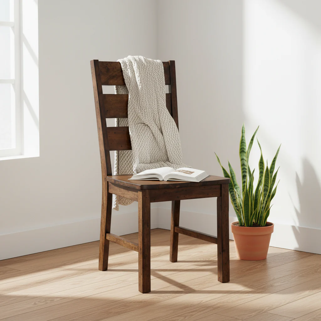 Wooden Side Chair With Block Legs, Set of 2 - 38 H x 18.13 W x 22.25 L Inches