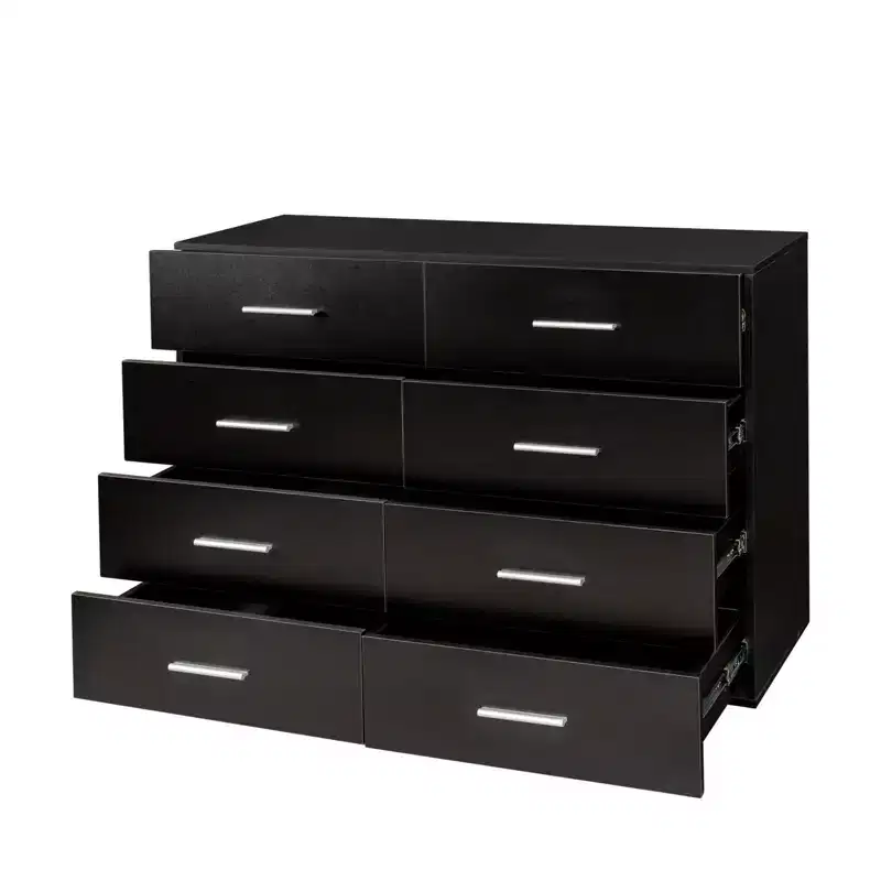 Karl Home 8-Drawer Black Particle Board 47.24in. W Chest of Drawer