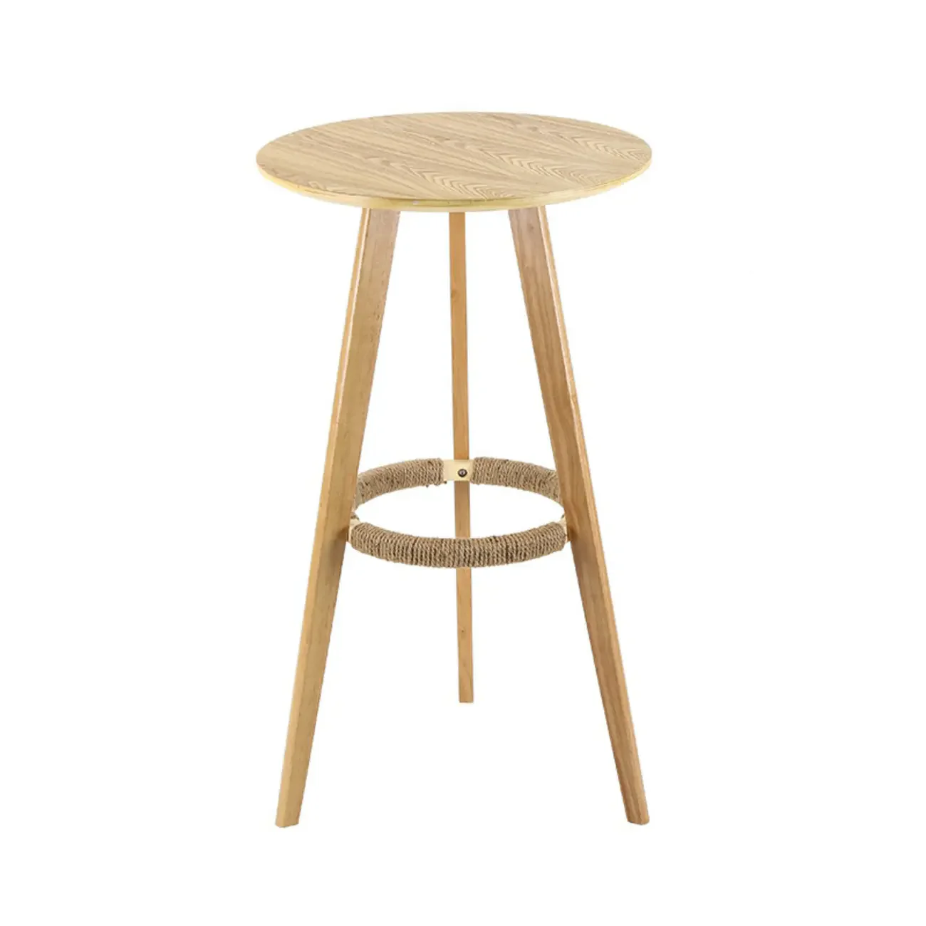 Modern Wooden Height Bar Table with Round Stools for Bistro