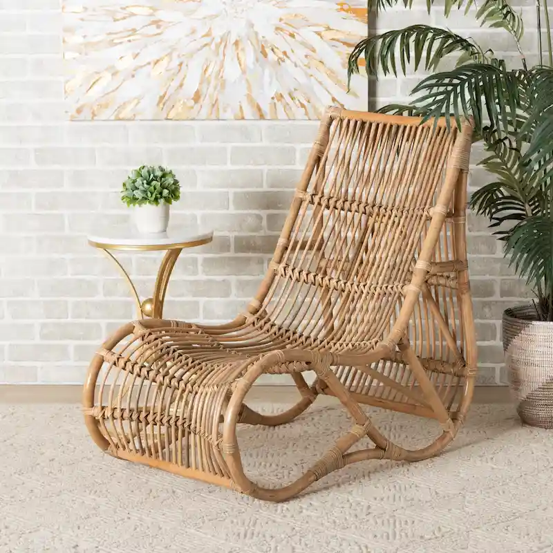 Genera Modern Bohemian Natural Rattan Lounge Chair