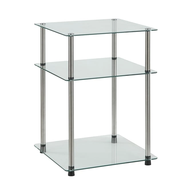 Convenience Concepts Designs2Go Classic Glass 3 Tier End Table