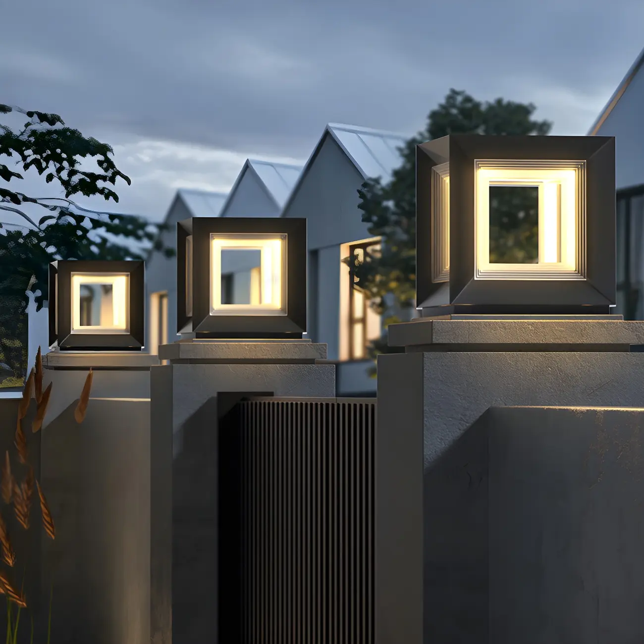 Modern Metal Black Geometric LED Post Cap Light