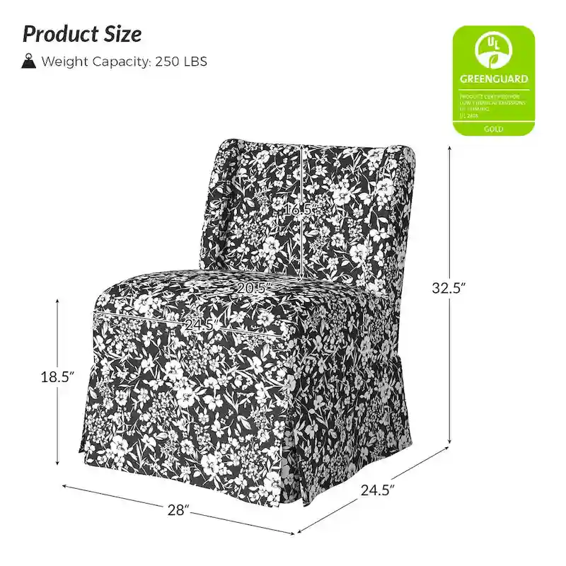 Falk Upholstered Farmhouse Armless Chair with Slipcover and Solid Wood Legs by HULALA HOME