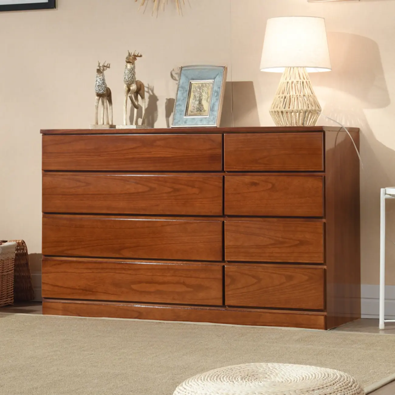 Classic Wooden Double Dressers with 7-Drawer