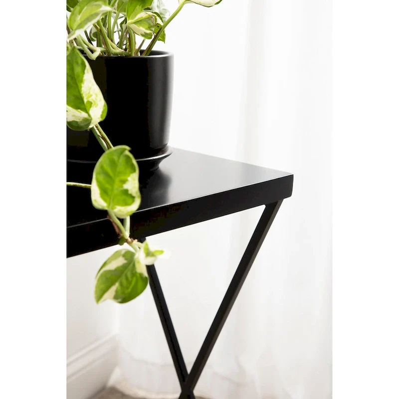 Kate and Laurel Elix Wood and Metal Table and Plant Stand