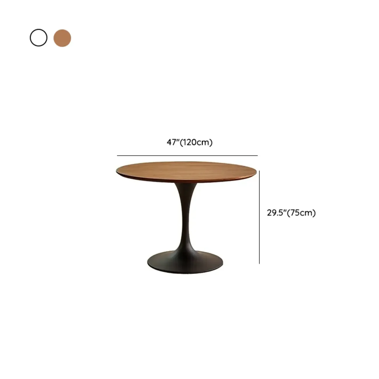 Casual Black Metal Wood Round Dining Table