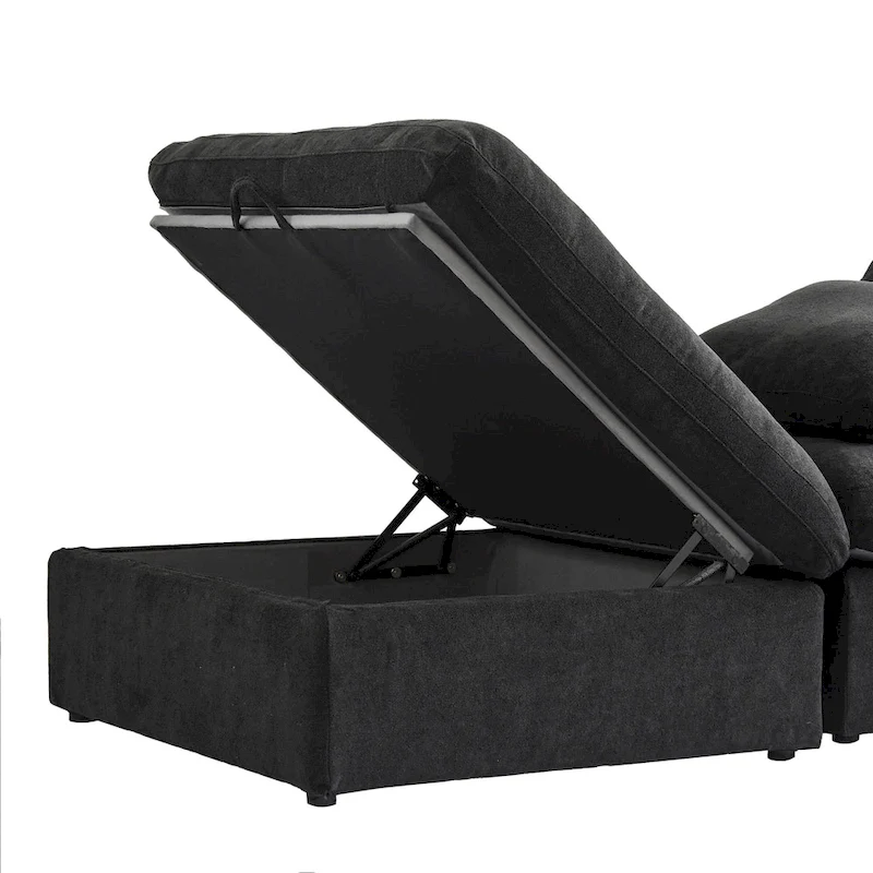 Large Modular Sectional Sofa Down Filled U-Shaped 4 Seater with 2 Ottoman