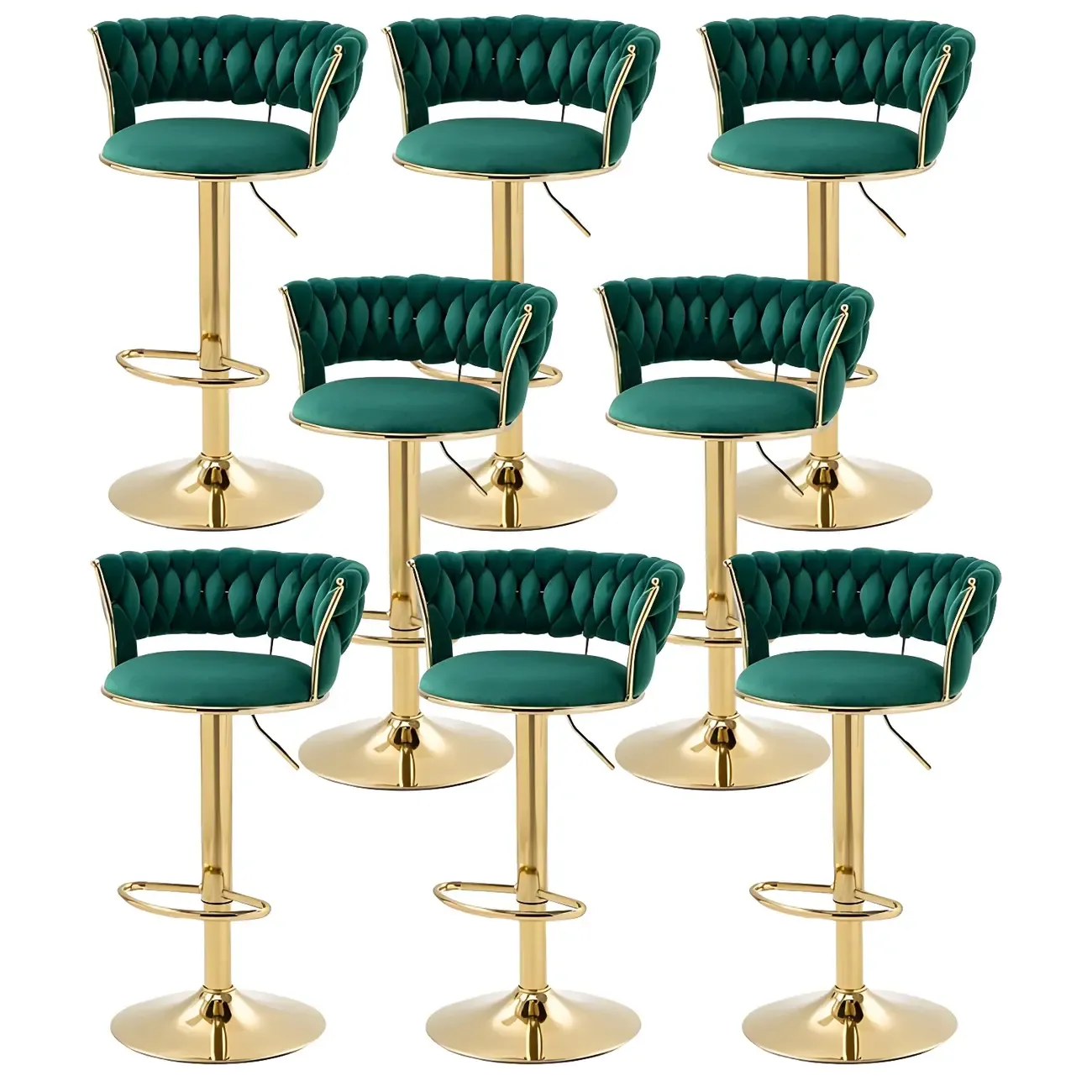 Gold Base Low Back Adjustable Swivel Bar Stool