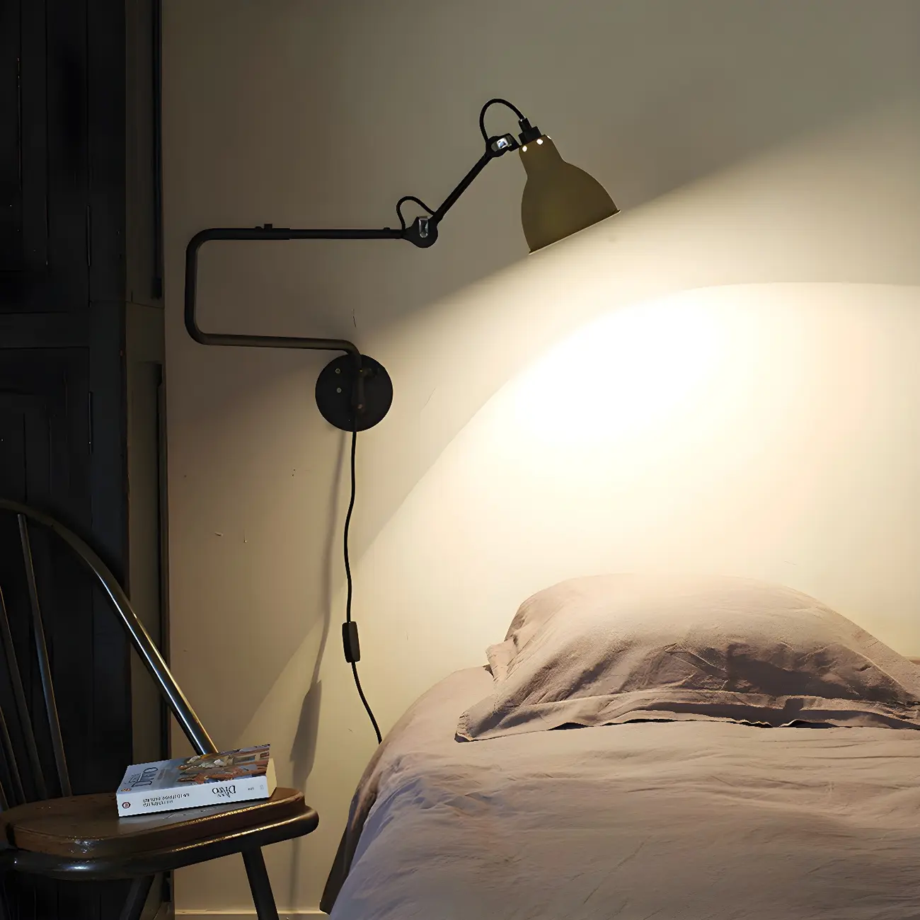 Industrial Black Swing Arm Aluminum Shade Wall Light