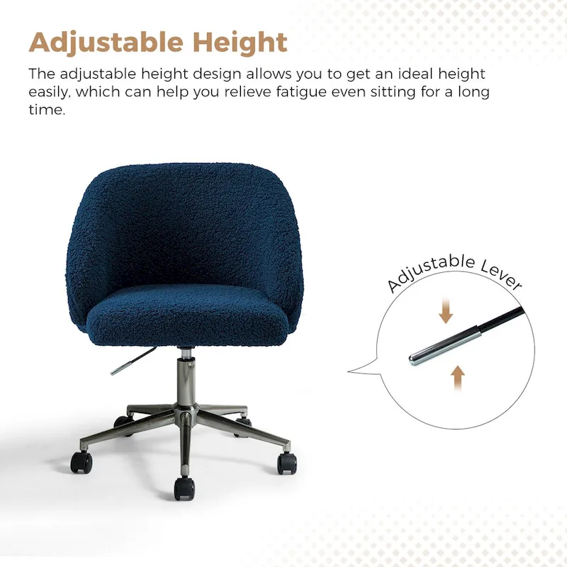 Joah Modern Boucle 360 Swivel Height Adjustable Swivel Office Chair with Rolling Wheels by HULALA HOME - N/A