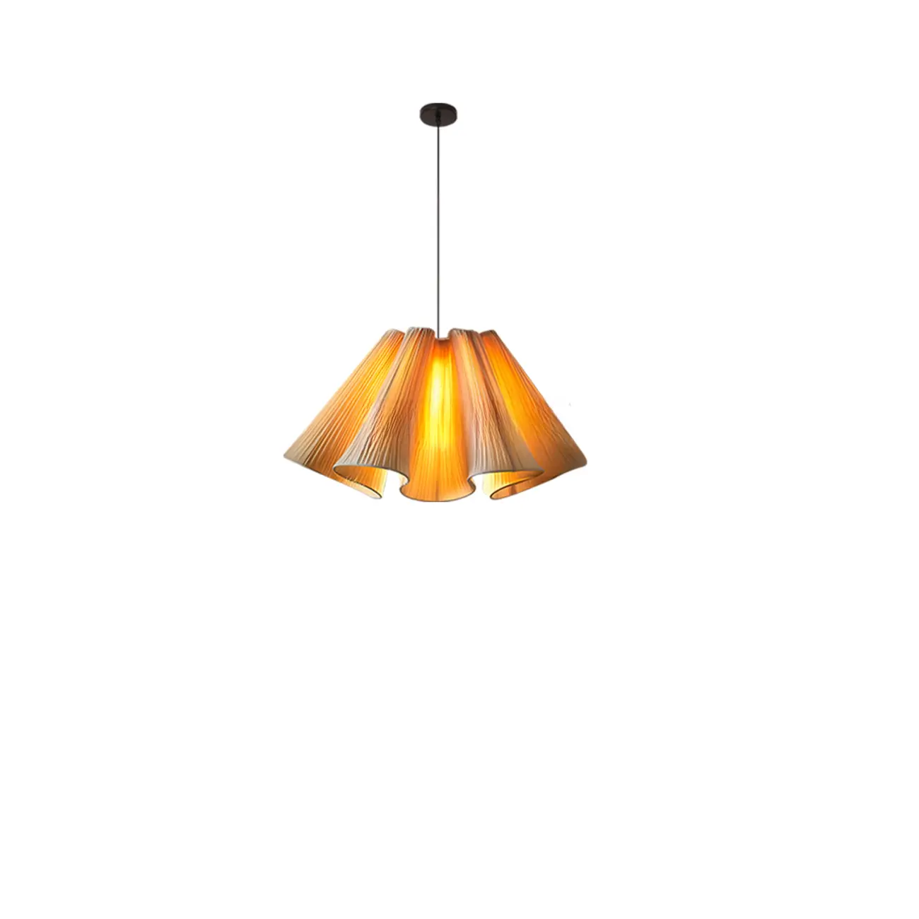 Modern Beige Fabric Pleated Adjustable Pendant Light