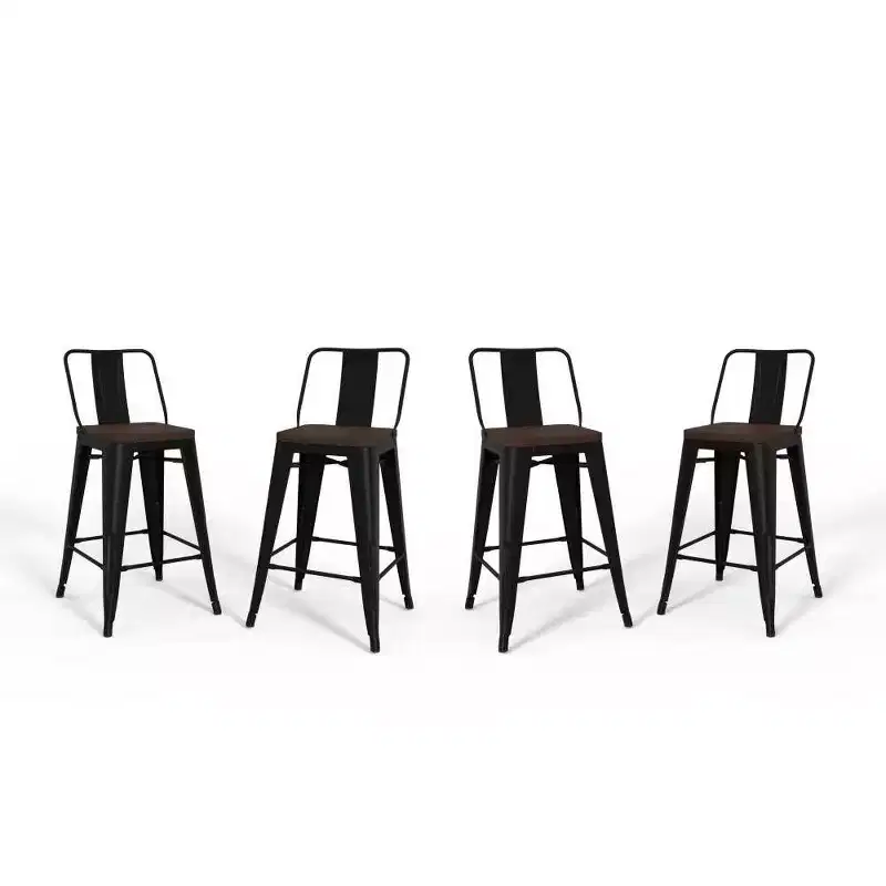 Set of 4 24 Josephine Metal/Wood Counter Height Barstools - WyndenHall
