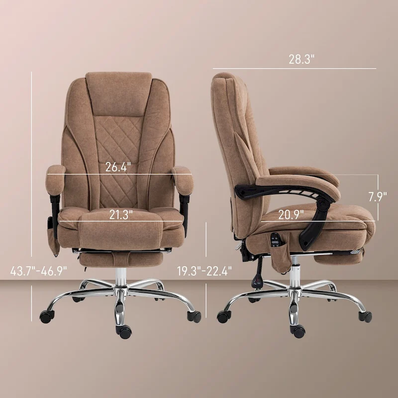 Vinsetto Massage Office Chair with 6 Vibration Points, Heated Reclining Computer Chair, Swivel Desk Chair