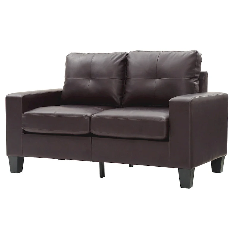Newbury 58 in. W Flared Arm Faux Leather Straight Sofa - 32L x 58W x 36H