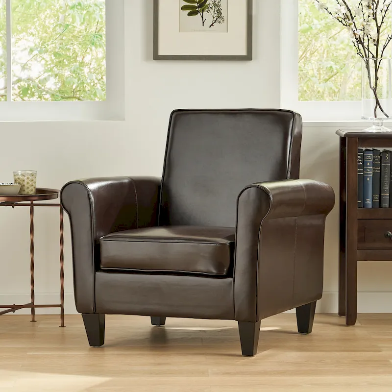 Freemont Brown Bonded Leather Club Chair by Christopher Knight Home