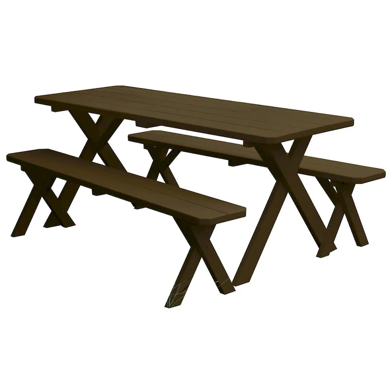 Pine 5' Cross-Leg Picnic Table with 2 Benches