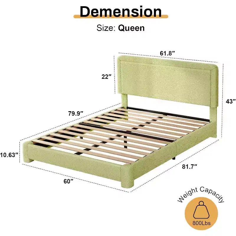 Dyonery Boucle Bed Frame,Black Upholstered Teddy Fabric Bed Frame with Headboard,No Box Spring Required, Adjustable Headboard, Easy Assembly