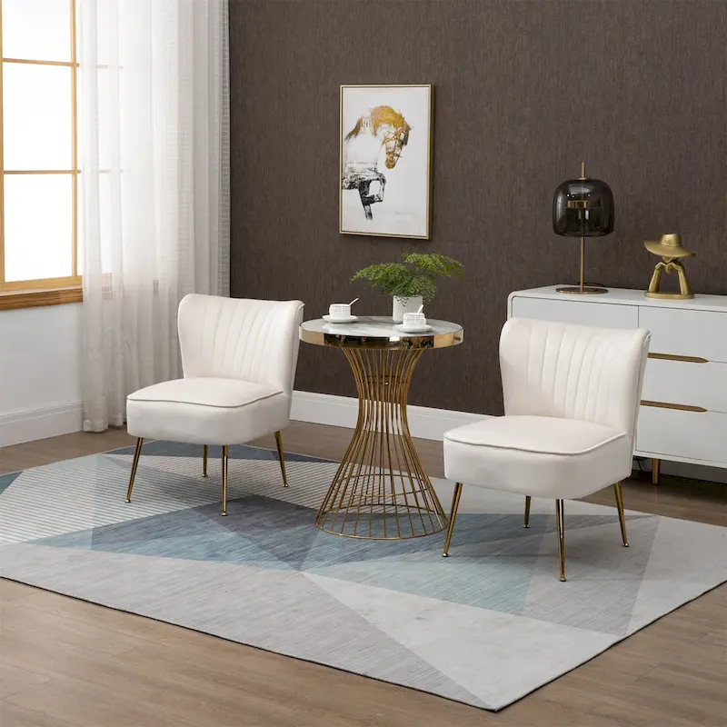 Velvet Upholstered Accent Side Chairs(Set of 2)