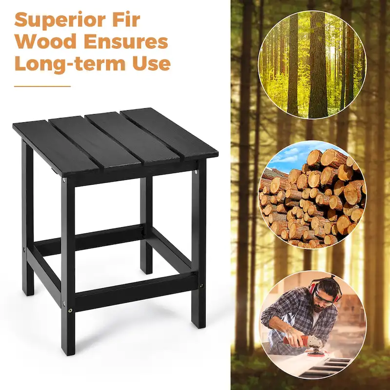 Costway Patio 15 End Side Coffee Table Square Wooden Slat Garden Deck - See details