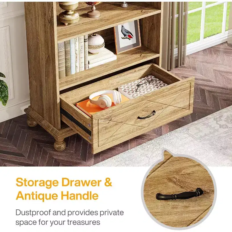 Tribesigns 6-Tier Bookshelf with Drawer, 70.9 Freestanding Bookcase, Open Book Display Rack