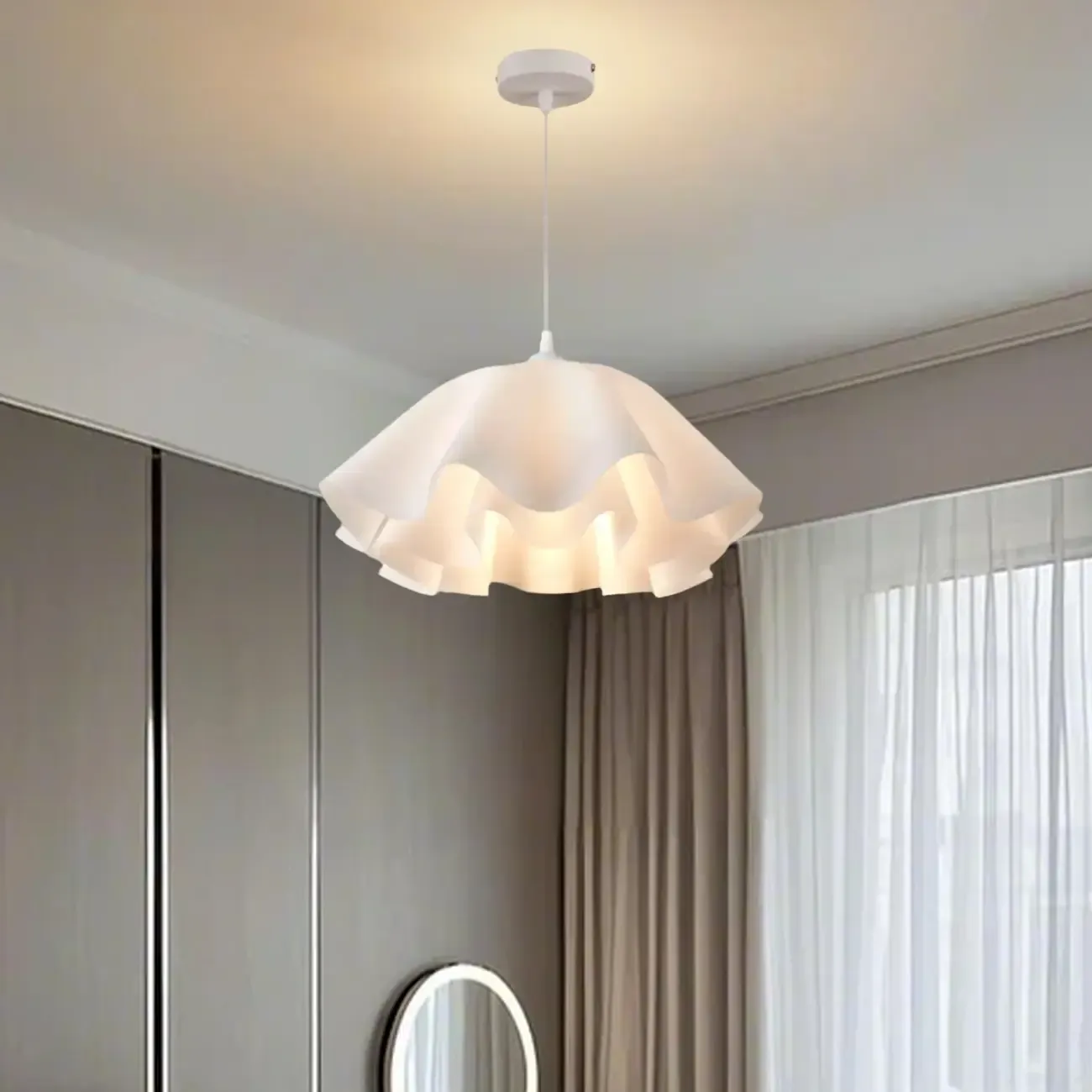 Layered Floral White Acrylic Pendant Light for Elegant Living Room