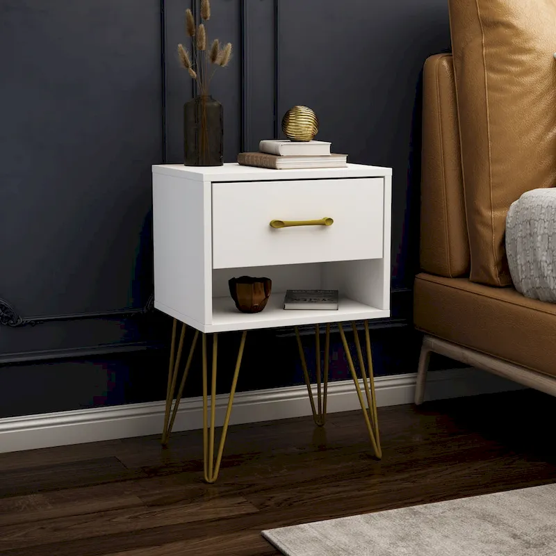 1-Drawer Nightstand With One-Open Shelf