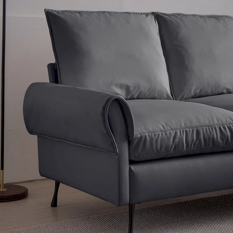 Modern Faux Leather L-Shaped Sofa with Reversible Chaise Lounge