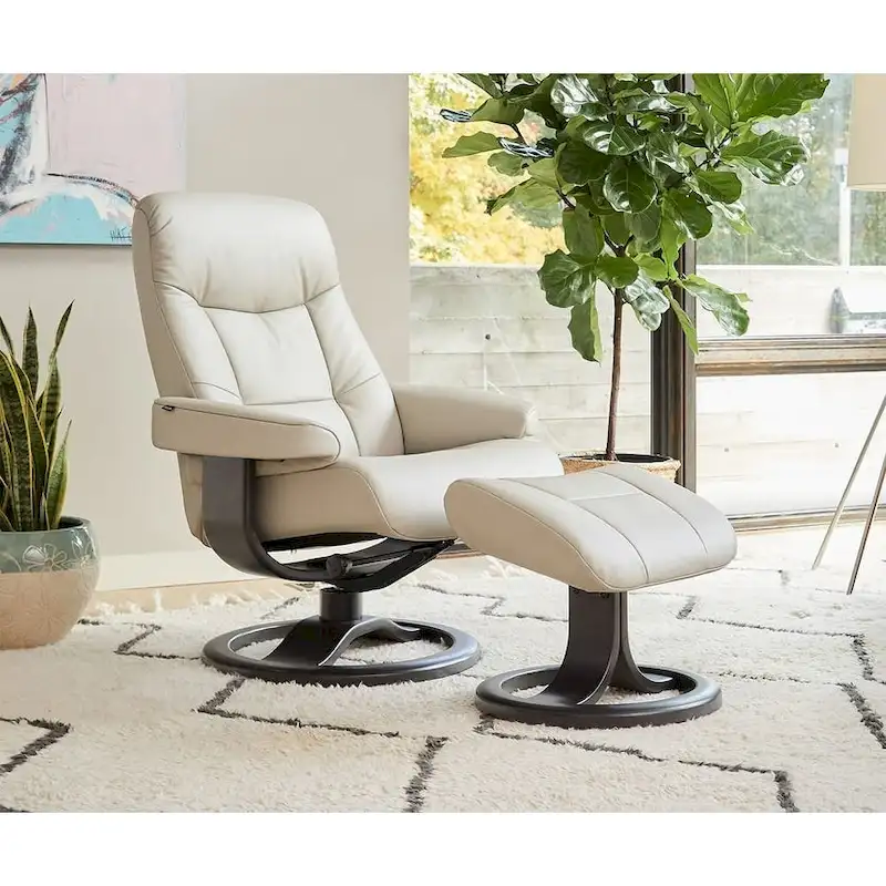 Fjords Muldal Leather Recliner and Ottoman