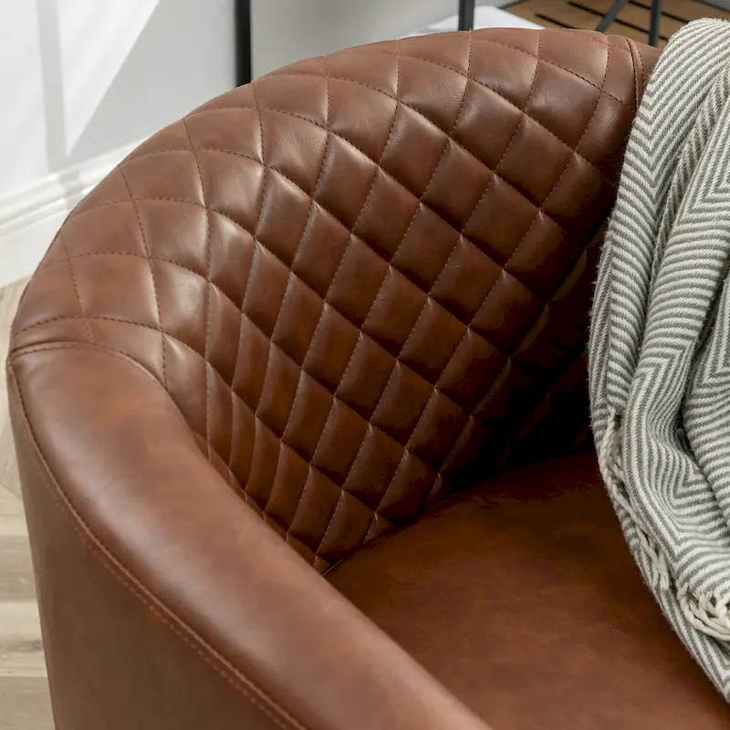 KINWELL 29 PU Faux Leather Club Armchair with Nailheads, Set of 2